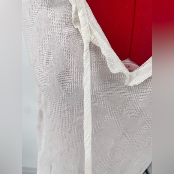 Vintage Crisp White Drop Waist Midi Dress With Neckline Ties & Tie Belt - Picture 15 of 15